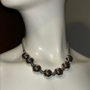 3 pc Silver Bead Necklace + Earring Set